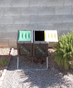 Dual Chamber Compost Tumbler – Easy-Turn, Fast-Working System – All-Season, Heavy-Duty, High Volume Composter with 2 Sliding Doors - (2 – 18.5gallon /70 Liter) 30 91EB1hppTZL