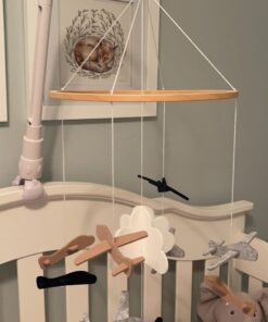 Sorrel + Fern Baby Crib Mobile (Airplanes in The Clouds) - Nursery Decoration Ceiling Mobile and Baby Shower for Boys & Girls - Grey and White Airplanes in The Clouds 27 91EDKeSYguL
