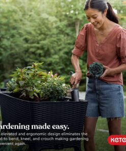 Keter Easy Grow 31.7 Gallon Raised Garden Bed with Self Watering Planter Box and Drainage Plug-Perfect for Growing Fresh Vegetables, Flowers and Herbs Graphite 29 91EGwiaDWL