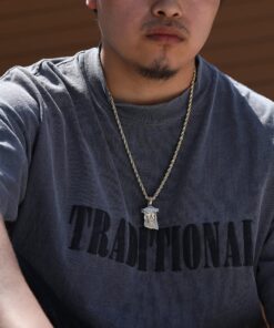 L &L Nation 14K Gold Plated Iced Out CZ Simulated Diamond Crown Jesus Piece Pendant with Rope Chain - Gold Tone Silver Stardust Jesus Necklace Hip Hop Jesus Chain for Men and Women 19 91EXMxqrtyL