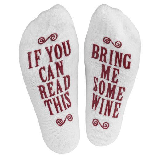 Haute Soiree Women's Novelty Socks - “If You Can Read This, Bring Me Some” - One Size Fits All Burgundy Wine