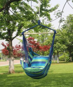 Sorbus Stylish Swing Chair - Fine Cotton Weave for Super Comfort & Durability - Hanging Hammock Chair w/2 Seat Cushions- Portable Outdoor Hanging Chair w/Hardware Kit - Indoor Outdoor Use - Max 265lbs Blue 32 91Egl29Sq0L 1