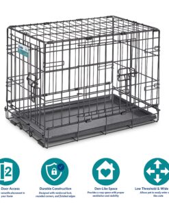 MidWest Homes for Pets Newly Enhanced Double Door iCrate Dog Crate, Includes Leak-Proof Pan, Floor Protecting Feet, Divider Panel & New Patented Features, Black X-Small 34 91EiCdIN4kL 1