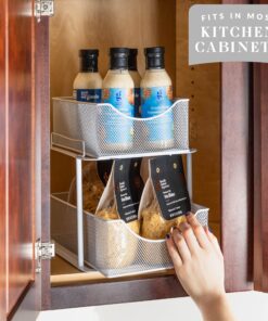 Sorbus 2 Tier Under Sink Bathroom Organizers and Storage, Strong Steel Mesh Sliding Drawers for Enhanced Bathroom Storage Ideal Bathroom Organization and Storage & Under Kitchen Sink Organizer (White) White 23 91EiWIKfwRL 1