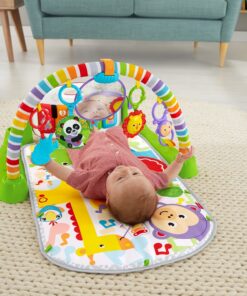Fisher-Price Baby Playmat Deluxe Kick & Play Piano Gym & Maracas with Smart Stages Learning Content,5 Linkable Toys & 2 Soft Rattles (Amazon Exclusive) Kick N Play Green + Maracas 45 91ErRAbiM5L