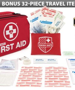 Swiss Safe 2-in-1 First Aid Kit (120 Piece) + Bonus 32-Piece Mini Kit: Compact, Lightweight for Emergencies at Home, Outdoors, Car, Camping, Workplace, Hiking & Survival 120 Piece Standard 27 91EtBJi2eSL