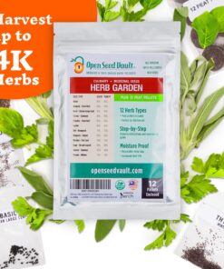 (12) Variety Pack Herb Garden Seeds | Basil, Cilantro, Parsley & More | ~4,000 Non GMO Heirloom Seeds | Survival Food for Survival Kits Gardening Gifts & Emergency Supplies by Open Seed Vault Herb Kit 12 pack 22 91EzH yMrZL 3