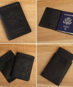 Shvigel Leather Passport Cover - Holder - for Men & Women - Passport Case (Black Vintage) Black Vintage 12 91F0mwe W1L