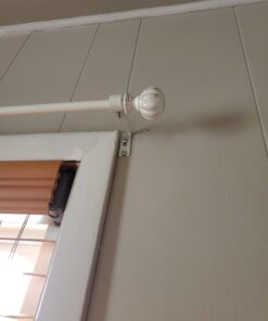 Kenney KN71604 Rachel Fluted Knob End Standard Decorative Window Curtain Rod, 28-48" Adjustable Length, Antique White Finish, 5/8" Diameter Steel Tube 28-48" 37 91F2j9nSPNL