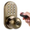 MiLocks XKK-02AQ Digital Door Knob Lock with Keyless Entry via Remote Control and Keypad Code for Interior Doors Antique Brass 37 91F3UvKpdoL