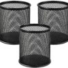 MaxGear Pen Holder for Desk, 3 Pack Pencil Holder, Non-Slip EVA Pad, Premium Mesh Metal Pen Holder, Desk Accessories & Workspace Organizers for Home, School & Office, Black, 3.7’’ Tall Mesh Black- 3.7" Tall