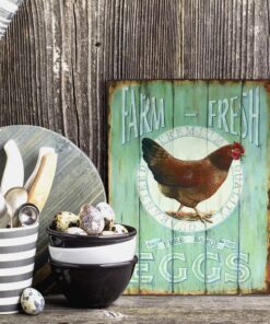 Alternative view of Barnyard Designs 'Farm Fresh Free Range Eggs' Retro Vintage Metal Tin Bar Sign, Decorative Wall Art Signage, Primitive Farmhouse Country Kitchen Home Décor, 10" x 13" Eggs Hen