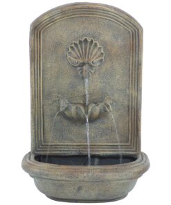 Sunnydaze Seaside 27-Inch Polystone Outdoor Wall Fountain - Electric Submersible Pump - Florentine Stone Finish 17 91FELPJf2nL