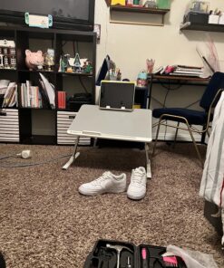 Laptop Bed Tray Desk, SAIJI Adjustable Stand for Bed, Foldable Table with Storage Drawer Eating, Working, Writing, Gaming, Drawing (Gray, X-Large) Gray 23.6 x 17.7 In 35 91FF7WBBiiL