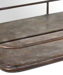 Amazon Brand – Stone & Beam Modern Round Arc Iron Hanging Wall Mirror With Shelf, 30 Inch Height, Dark Bronze 26 91FK6kkHU7L