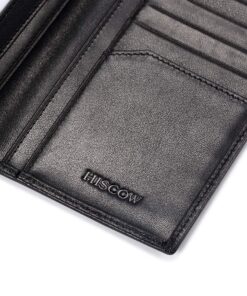 HISCOW Slim Leather Long Wallet for Men & Women, Italian Calfskin, Breast Pocket Wallet for Checkbook, Credit Cards (Black) Black 14 91FPCoTVB2L