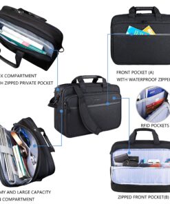 KROSER Laptop Bag Premium Laptop Briefcase Fits Up to 17.3 Inch Laptop Expandable Water-Repellent Shoulder Messenger Bag Computer Bag with RFID Pockets for Travel/Business/Men/Women-Black 16 91FgxzrZweL