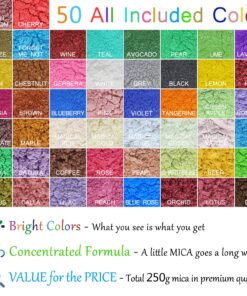 Alternative view of Mica Powder Pure 50 Color - Epoxy Resin Dye - Epoxy Resin Pigment, Cosmetic Grade Soap Colorant for Soap Making Supplies, Natural Slime Coloring Candle Dye for Paint,Nail Art,Bath Bomb (0.18oz Each) 50 Bags