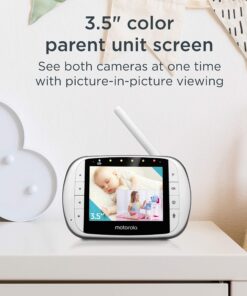 Motorola MBP36S-2 Video Baby Monitor -Two Cameras, 3.5" LCD Color Screen Display, 2-Way Audio -Remote Pan, Tilt, Zoom, Infrared Night Vision -5 Lullabies, Room Temperature Display, 1000ft Range 2-Cameras 10 91FyWceTEkL