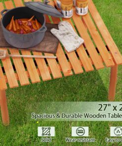 COSTWAY Wood Picnic Folding Roll Up Outdoor Camping Beach Dining Use Low Portable Table with Carrying Bag 15 91G4M899eL