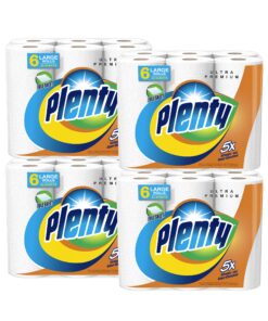Plenty Ultra Premium Paper Towels | XL Rolls | Super Absorbent | Strong & Durable | Full Sheet | 24 Rolls 24 Rolls (Pack of 4) White 23 91G66jWKjWL
