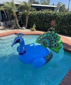 JOYIN Inflatable Peacock Pool Float - Giant Green Peacock Ride on Raft for Swimming Pool, Beach Floaties, Party Decoration Toys, Inflatable Island, Summer Pool Raft Lounge for Adults & Kids Water Fun Blue 36 91G8JZtTg8L