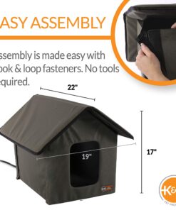 K&H Pet Products Outdoor Heated Kitty House - Heated Cat House Cat Shelter Olive/Olive 19 X 22 X 17 Inches 29 91G8y48jEKL