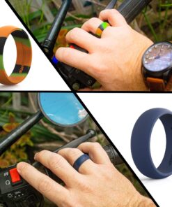 Swagmat Silicone Wedding Ring for Men and Women - 7 Packs 3 Packs and Singles - Black, Grays and Blue Rubber Wedding Bands for Men - 8.7 millimeters Wide 3 Pack - Boulder Gray, Emperor Gray, Mineshaft Black 9.5 (19.4mm) 9 91GCo1GFwmL