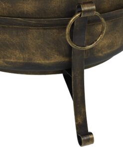 Sunnydaze 24-Inch Cauldron Style Outdoor Fire Pit Bowl with Spark Screen, Log Poker, and Wood Grate - Dark Bronze Finish 24 in 17 91GPrfT4L