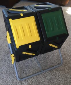 Dual Chamber Compost Tumbler – Easy-Turn, Fast-Working System – All-Season, Heavy-Duty, High Volume Composter with 2 Sliding Doors - (2 – 18.5gallon /70 Liter) 38 91GUDez cpL