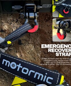 Motormic Tow Strap Recovery Kit – 3" x 30ft (30,000 lbs.) Rope + 2" Shackle Hitch Receiver + 5/8" Locking Pin + 3/4" D Ring Shackles with Safety Ring + Heavy Duty Bag - Off Road Pick Up Towing Complete Recovery Strap Kit 24 91GW7GY14ML