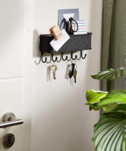 iDesign Twillo Steel Wall Mount Mail and Key Rack - 10.5" x 2.5" x 4.5", Matte Black Size: 10.5" x 2.5" x 4.5" 20 91Gbi13AdfL