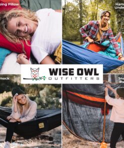 Wise Owl Outfitters Camping Hammock - Camping Essentials & Camping Gifts, Portable Hammock Single or Double Hammock for Outdoor, Indoor w/Hammock Straps Navy & Lt Blue Medium 28 91GjfCmTZfL 1