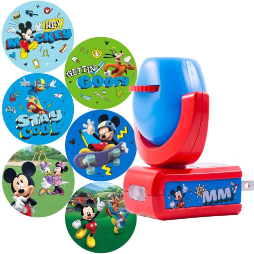 Projectables Disney Mickey and the Roadster Racers LED Kids Night Light, Projector, Plug-in, Dusk to Dawn Sensor, for Hallway, Bedroom, Nursery, Playroom, Gaming Room, 11739 Mickey Mouse