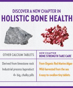 New Chapter Calcium Supplement - Bone Strength Tiny Tabs Organic Red Marine Algae Calcium - with Vitamin D3+K2 + Magnesium, 70+ Trace Minerals for Bone Health, Gluten Free, Easy to Swallow - 240 ct Unflavored 240 Count (Pack of 1) 14 91Glli7SpOL