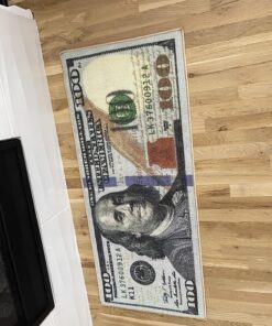 Machine Washable $100 Bill Design Non-Slip Rubberback 22x53 Modern Runner Rug for Hallway, Kitchen, Bedroom, 22" x 53", Multicolor Money New $100 Runner - 22" x 53" 33 91GpVpplokL
