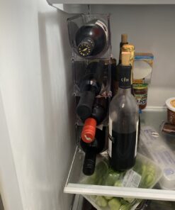 mDesign Plastic Free-Standing Wine Set Rack Storage Organizer for Kitchen Countertops, Pantry Cabinet, Fridge Organization - Holds Water Bottle and Alcohol Bottles - 2 Pack - Clear 2 bottle 39 91GqAHkI7vL