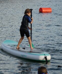 SereneLife Inflatable Stand Up Paddle Board (6 Inches Thick) with Premium SUP Accessories & Carry Bag | Wide Stance, Bottom Fin for Paddling, Surf Control, Non-Slip Deck | Youth & Adult Standing Boat Marine Blue 48 91GsdfK2DtL