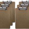 Pen Holder Clipboard, Letter Size, Low Profile Clip, Hardboard, 6-Pack (Pen Included)