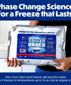 Cooler Shock Reusable Ice Packs for Cooler - Long-Lasting Cold Freezer Packs for Coolers & Lunch Bags - Cooler Ice Packs for Lunch Box, School, Beach, Fishing, Camping Gear Cooler Size 3-Pack 32 91GwMI 8fmL