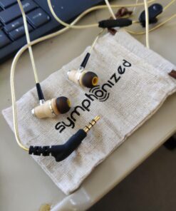 Symphonized NRG 2.0 Wood Earbuds Wired, in Ear Headphones with Microphone for Computer & Laptop, Noise Isolating Earphones for Cell Phone, Ear Buds with Booming Bass (Gold) Gold 29 91H2FCu8UL