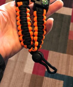 Atomic Bear Paracord Bracelet (2 Pack) - Adjustable - Fire Starter - Loud Whistle - Perfect for Hiking, Camping, Fishing and Hunting - Black & Black+Orange 48 91H8BBYIdML