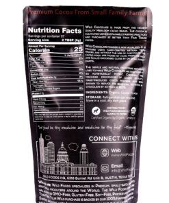 Wild Foods Organic Cocoa Powder | Single Origin Unsweetened Keto Chocolate Powder for Cooking & Baking | 100% Natural Cacao Beans | Sugar Free Non Dutch Raw Superfood Powder | 12 oz 12 Ounce (Pack of 1) 18 91HQ8mCYYmL