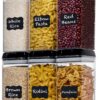 Shazo Airtight Food Storage Container (Set of 6) - BONUS Measuring Cup - Labels & Marker - Durable Plastic - BPA Free - Clear with Improved Lids (Black) - Air Tight Snacks Pantry & Kitchen Canisters Black 27 91HR1RQ1j L