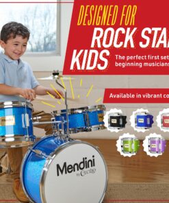Mendini By Cecilio Kids Drum Set - Junior Kit w/ 4 Drums (Bass, Tom, Snare, Cymbal), Drumsticks, Drum Throne - Beginner Drum Sets & Musical Instruments Sky Blue 13-inch 20 91Hc0kNreS