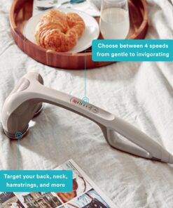 HoMedics Percussion Action Massager with Heat | Adjustable Intensity , Dual Pivoting Heads | 2 Sets Interchangeable Nodes , Heated Muscle Kneading for Back , Shoulders , Feet , Legs , & Neck Beige 26 91HerGrBAyL