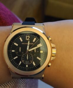 Michael Kors Dylan Men's Watch, Stainless Steel Chronograph Watch for Men with Steel or Silicone Band Black/Rose gold 36 91HgdeFLXNL