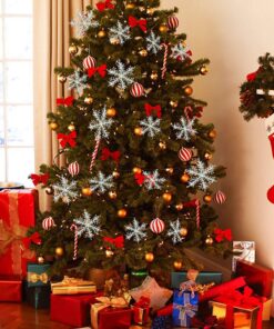 Alternative view of Moon Boat 72pcs White Sparkling Snowflakes String & Sticker Window Clings Decal Christmas Decoration Hanging Xmas Ornaments