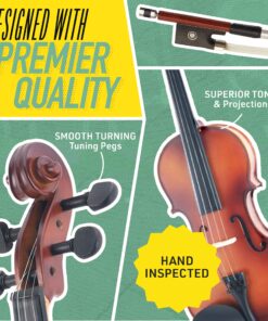 Mendini By Cecilio Violin For Beginners, Kids & Adults - Beginner Kit For Student w/Hard Case, Rosin, Bow - Starter Violins, Wooden Stringed Musical Instruments 1/2 MV300 Antique 19 91HjSfd3hUL 2