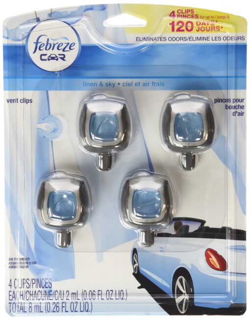 Febreze Car Vent-Clip Air Fresheners - 4 Pack (Linen & Sky)0.06 FL.OZ 4 Count Linen